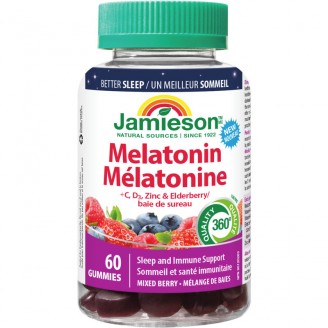 Jamieson Melatonin + Immune Support Gummies, Elderberry Mixed Berry - 60 Gummies